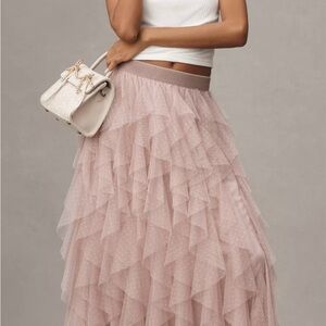 Anthropologie Cherie ruffles tulle midi skirt